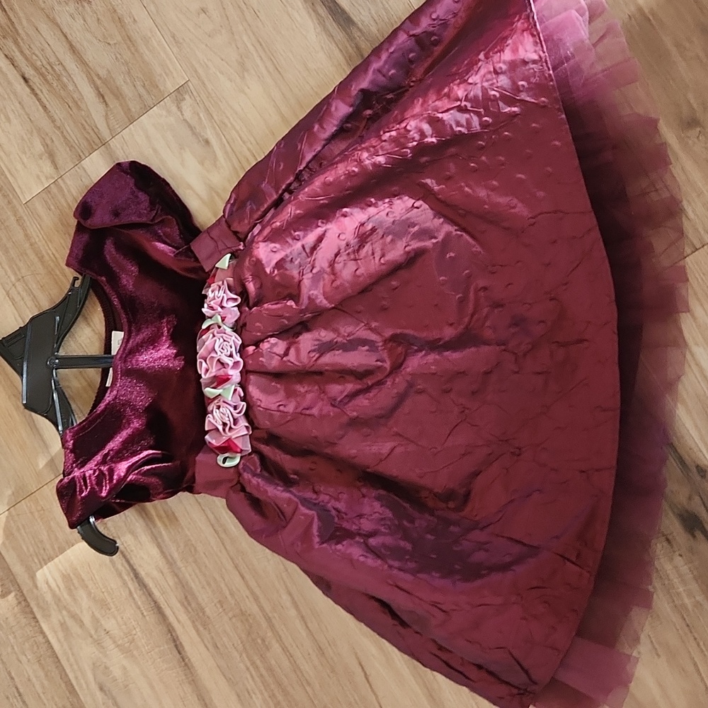 Girls wine red formal holiday dress